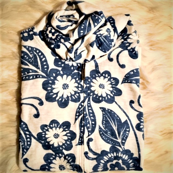 Aeropostale Blue White Delft Delftware Style 100% Cotton Print Hoodie Jacket - Picture 5 of 8